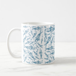 Portugisiska Lissabon Sardines Mönster Azulejos Wh Kaffemugg