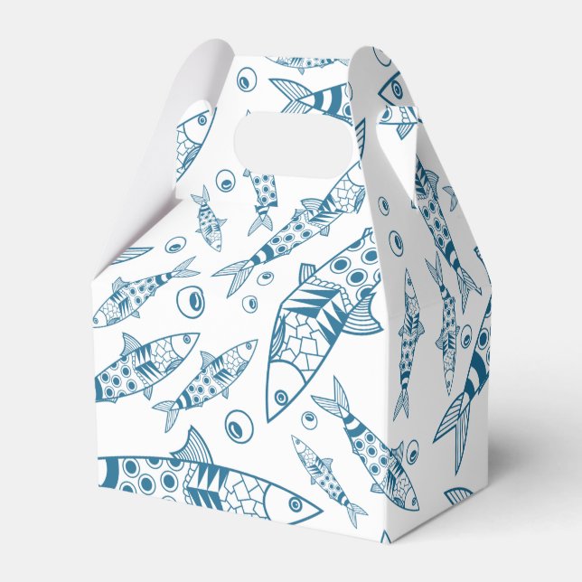 Portugisiska Lissabon Sardines Mönster Azulejos Wh Presentaskar (Framsidan Sidan)