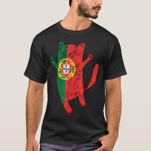 Portugisiska Lycklig Cat Portugal Flagga T Shirt