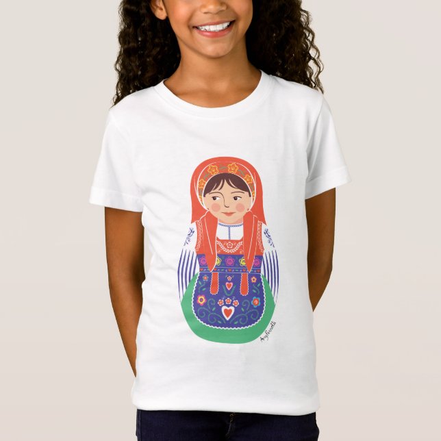 Portugisiska Matryoshka Girls' T-Shirt (Framsida)