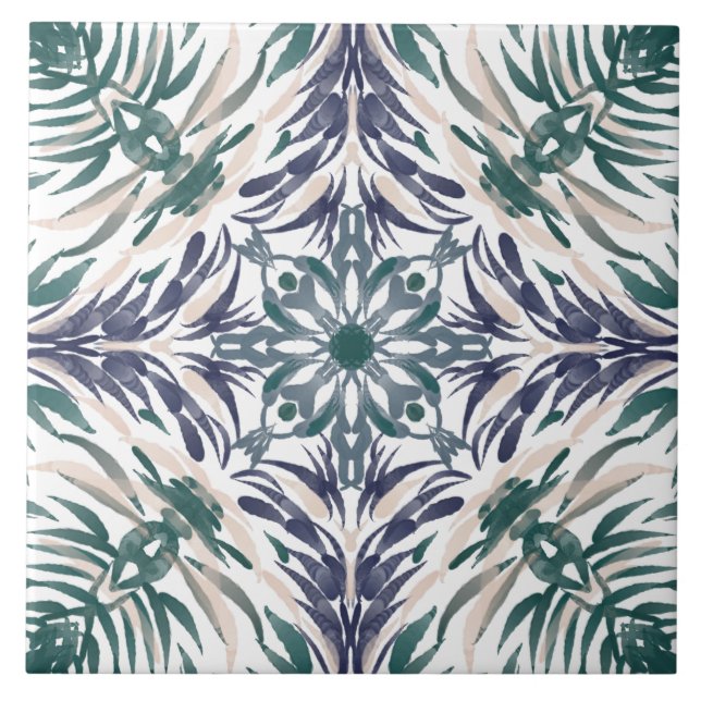 Portugisiska Medelhavsblått Grönt Kakelplatta (Framsidan)