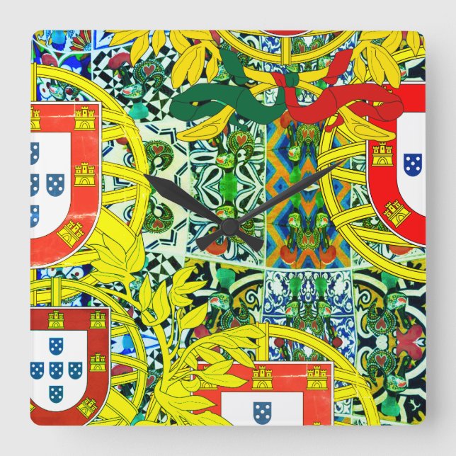 Portugisiska mönster fyrkantig klocka (Framsida)