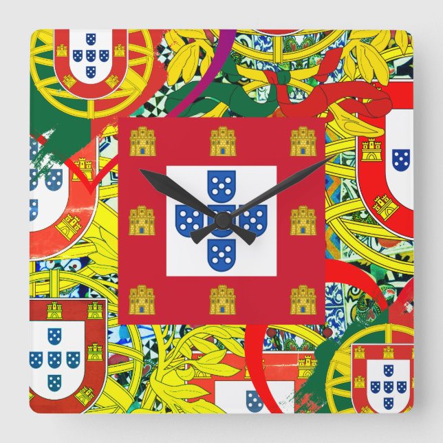 Portugisiska mönster  fyrkantig klocka (Framsida)