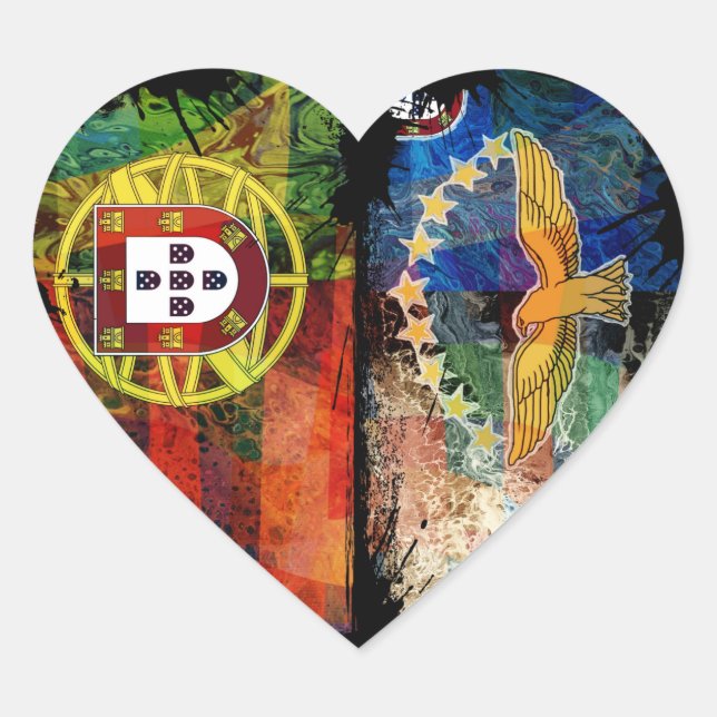 Portugisiska mönster hjärtformat klistermärke (Framsida)