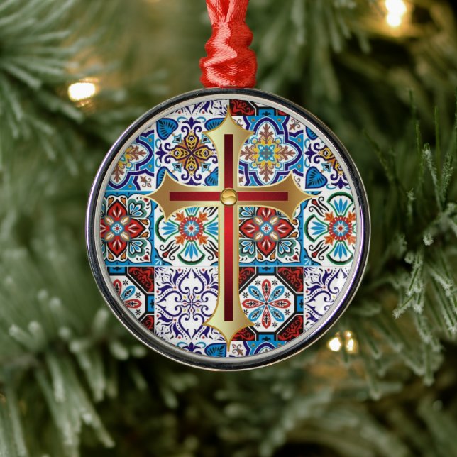 Portugisiska mönster julgransprydnad metall (Träd)
