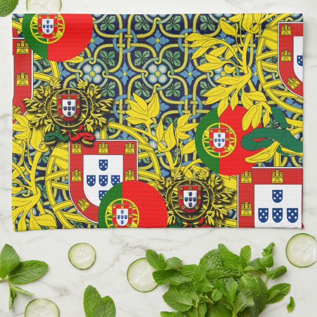 Portugisiska mönster kökshandduk (Vikta)