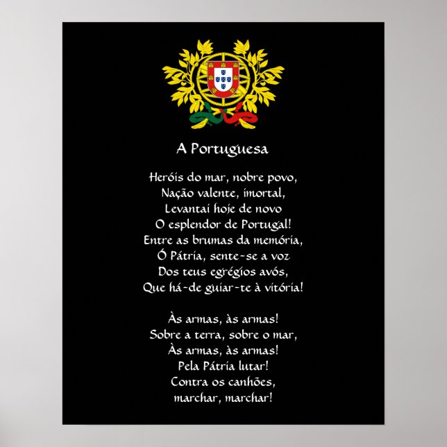 Portugisiska nationalsången A Portuguesa Poster (Framsidan)