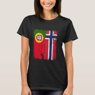 Portugisiska Norgen Halva Flagga Norska Anc T Shirt