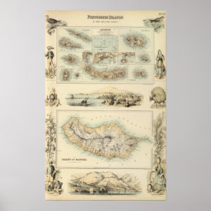 Portugisiska öar i Atlanticet Ocean Poster