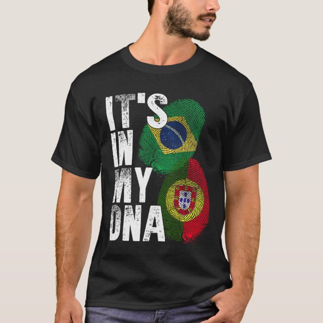 Portugisiska och brasilianska Mix DNA-Flagga T Shirt (Framsida)