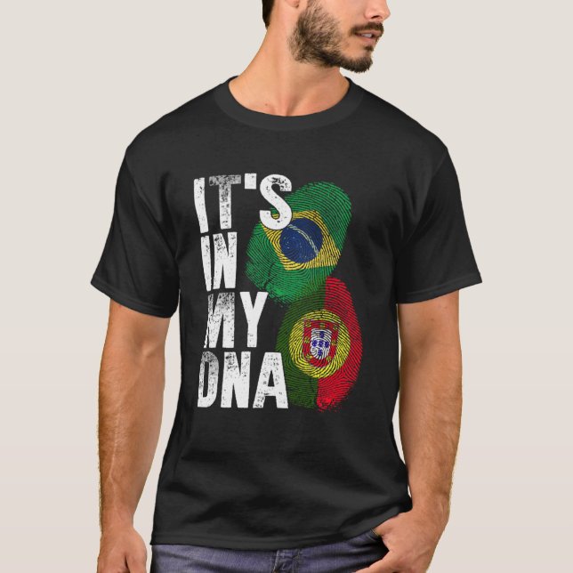 Portugisiska och brasilianska Mix DNA-Flagga T Shirt (Framsida)