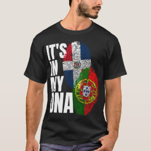Portugisiska och Dominikanska Mix DNA Flagga Herit T Shirt