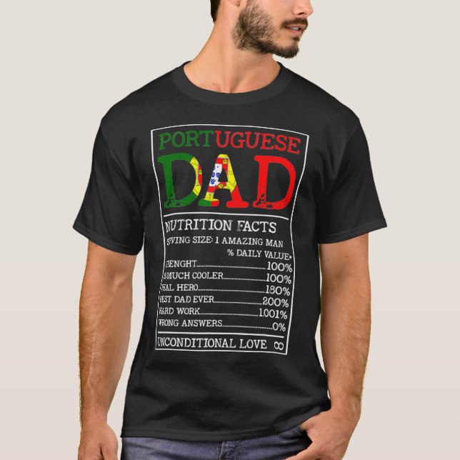 Portugisiska Pappa Nutrition Facts Funny Portugal T Shirt (Framsida)