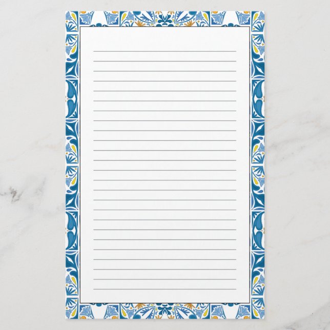 Portugisiska plattan Mönster Brevpapper (Framsida)