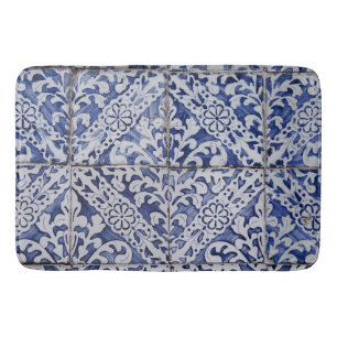 Portugisiska plattor - Azulejo Blue and White Blom Badrumsmatta