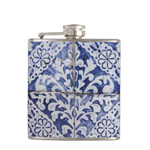 Portugisiska plattor - Azulejo Blue and White Blom Fickplunta