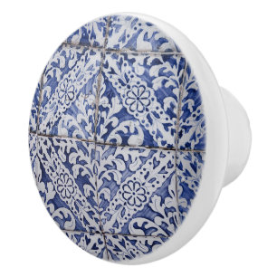 Portugisiska plattor - Azulejo Blue and White Blom Knopp