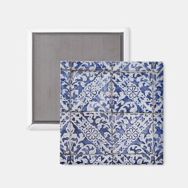 Portugisiska plattor - Azulejo Blue and White Blom Magnet