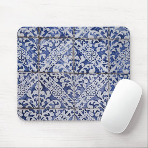 Portugisiska plattor - Azulejo Blue and White Blom Musmatta
