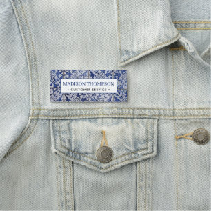 Portugisiska plattor - Azulejo Blue and White Blom Namnbricka