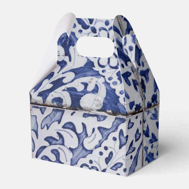 Portugisiska plattor - Azulejo Blue and White Blom Presentaskar (Framsidan Sidan)