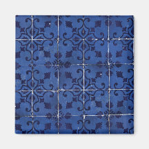 Portugisiska plattor - Azulejo Blue Blommigt Löv D