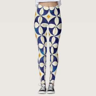 Portugisiska plattor - Azulejo Mönster Design Leggings