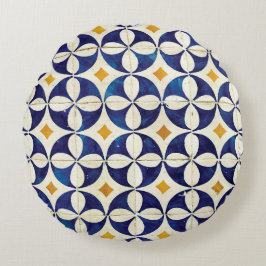 Portugisiska plattor - Azulejo Mönster Design Rund Kudde