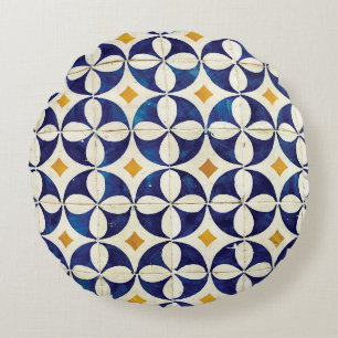 Portugisiska plattor - Azulejo Mönster Design Rund Kudde