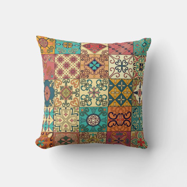 Portugisiska plattor: Azulejo stil sömlös mönster. Kudde (Framsida)