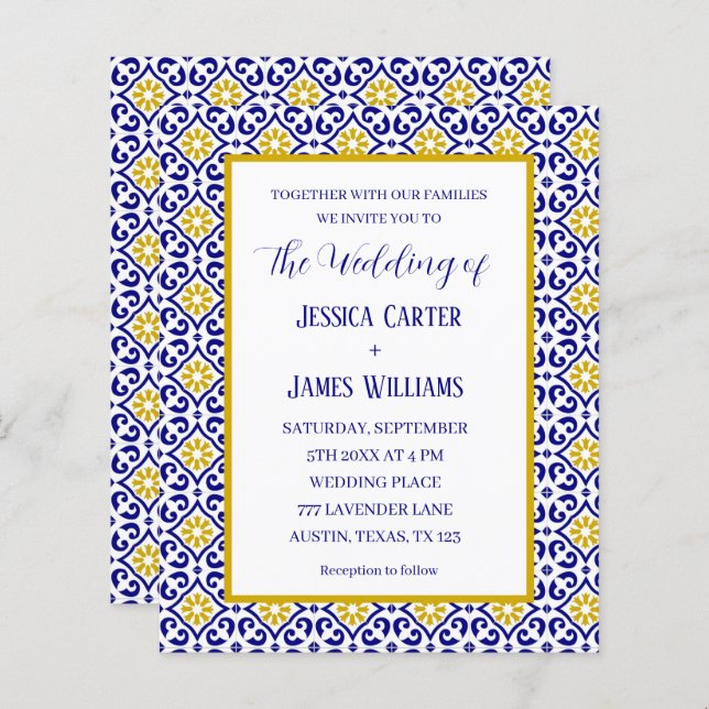 Portugisiska plattor i Medelhavet Bröllop (Fram/baksida)