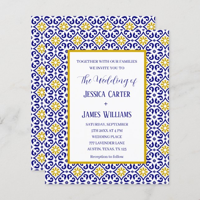 Portugisiska plattor i Medelhavet Bröllop (Fram/baksida)