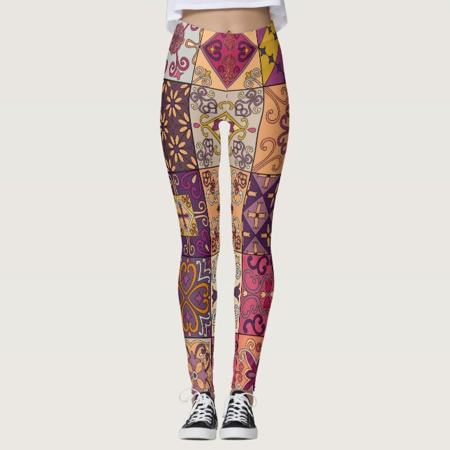 Portugisiska plattor: Talavera stil mönster. Leggings (Framsida)