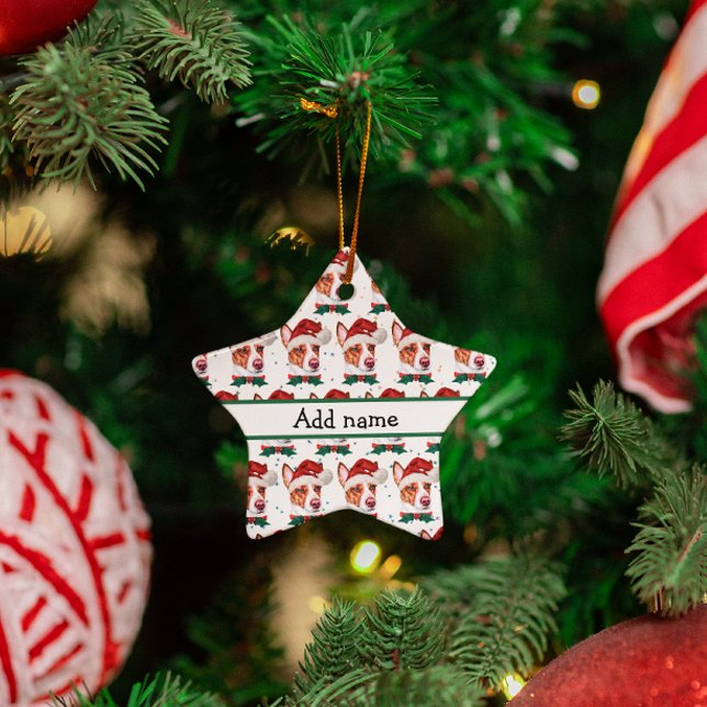 Portugisiska Podengo Hund aveln-julstjärnor Julgransprydnad Keramik (Skapare uppladdad)