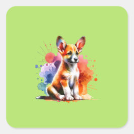 Portugisiska Podengo Hund Fyrkantigt Klistermärke