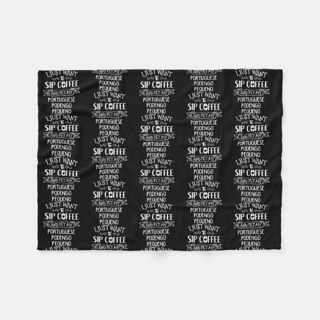 Portugisiska Podengo Pequeno Gift Sip Coffee Pet M Fleecefilt (Framsidan (Horisontell))