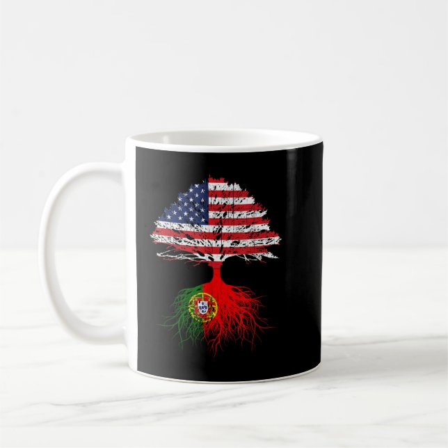 Portugisiska roots American Grown Portugal Flagga  Kaffemugg (Vänster)
