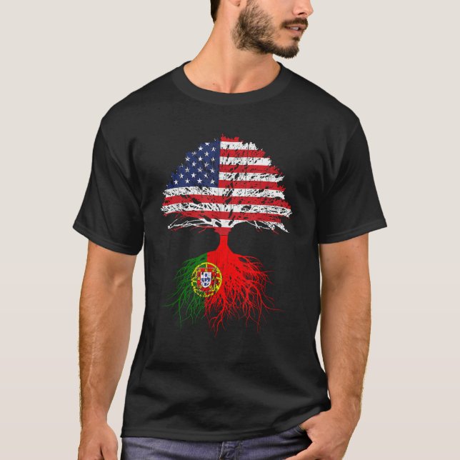Portugisiska roots American Grown Portugal Flagga  T Shirt (Framsida)