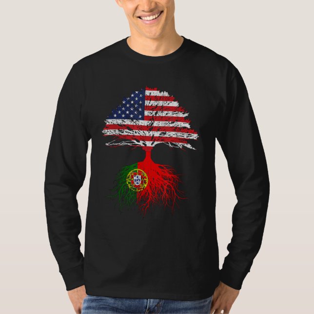 Portugisiska roots American Grown Portugal Flagga  T Shirt (Framsida)