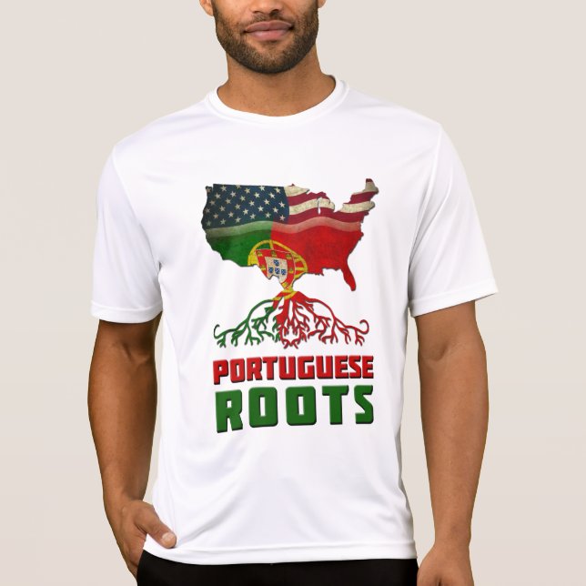 Portugisiska rötter USA flagga kulturarv T-shirt (Framsida)