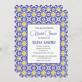 Portugisiska rutor Blommigt Möhippa för vattenfärg Inbjudningar