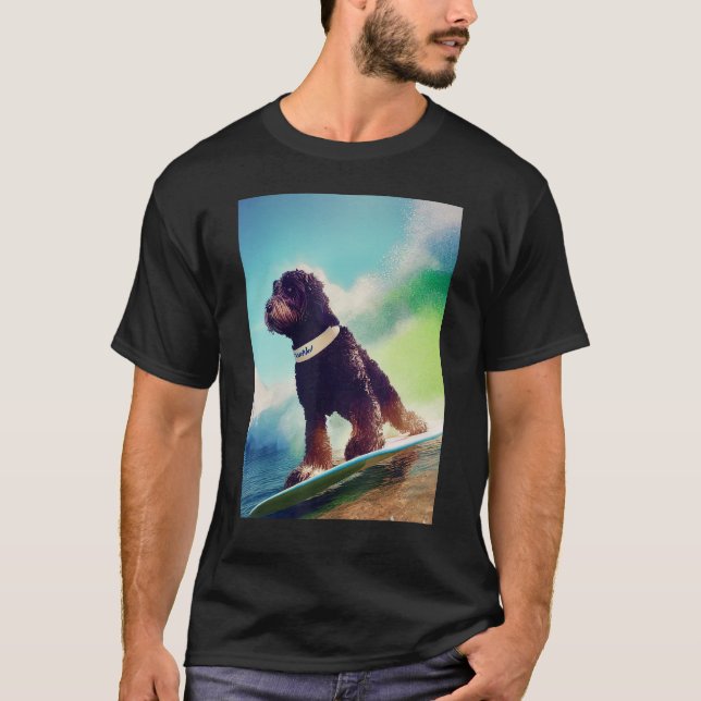 Portugisiska Surfan för Coola Hund Vatten Wave Sur T Shirt (Framsida)