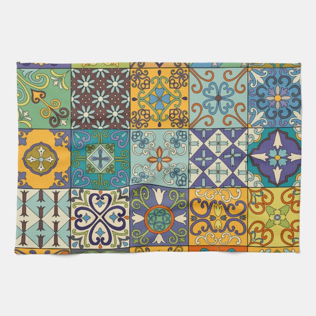 Portugisiska Talavera Tile Design Kökshandduk (Horisontell)