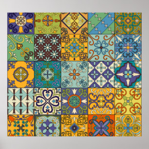 Portugisiska Talavera Tile Design Poster