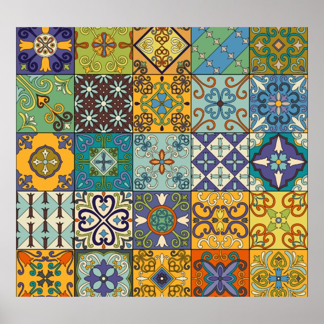 Portugisiska Talavera Tile Design Poster (Framsidan)
