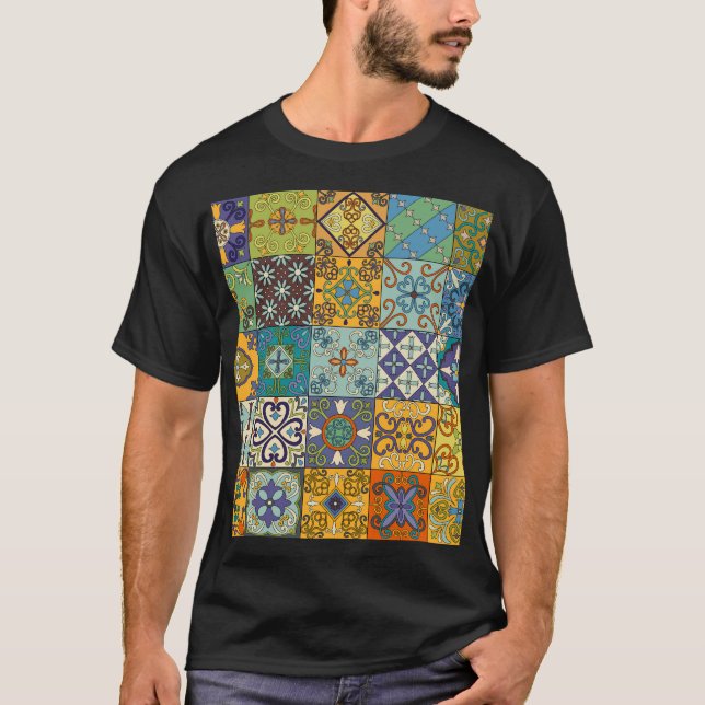 Portugisiska Talavera Tile Design T Shirt (Framsida)
