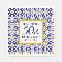 Portugisiska Tiles Blue 50 Birthday Mediterranean