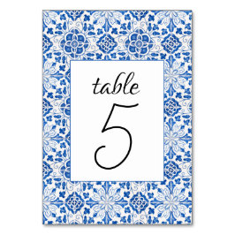Portugisiska Tiles Blue Mediterranean Bröllop Bordsnummer