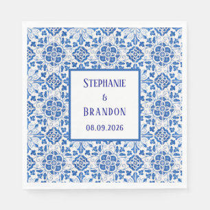 Portugisiska Tiles Blue Mediterranean Bröllop Pappersservett