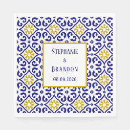 Portugisiska Tiles Blue Mediterranean Bröllop Pappersservett